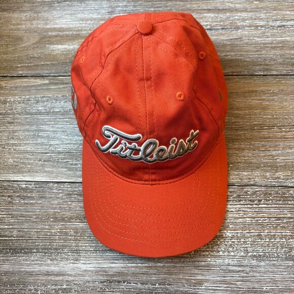 Titleist Golfing Hat Mens Orange Gray FJ Adjustable Buckleback Cap - Picture 1 of 5